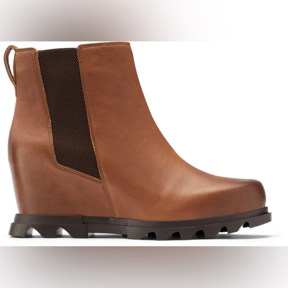 🌟Sorel Tan Leather Wedge Chelsea Booties Size 12 NWT